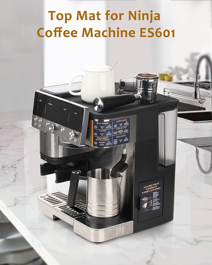 Top Mat for Ninja Luxe Espresso Coffee Machine ES601 & ES701 – Protects Top Surface – Food-Grade Silicone - Grinder Access Unblocked - Waterproof, Heat-Resistant - Accessories for Ninja Luxe Cafe