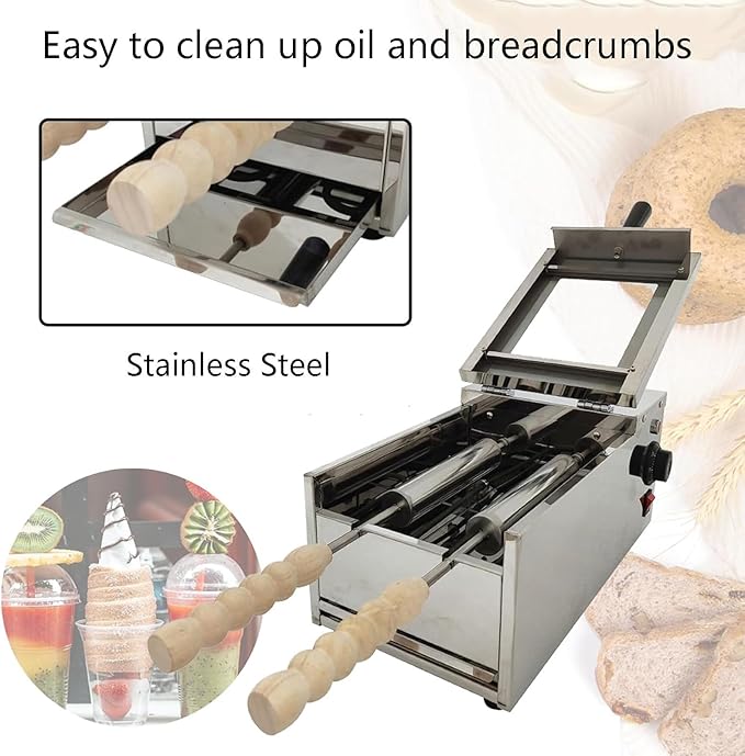 Hungarian Cake Pop Roller Machine, Chimney Roll Machine, Donut Machine, Cake Roll Oven, Bread Oven, Ice Cream Crispy Oven, for Chimney Cake and Bread Rolls