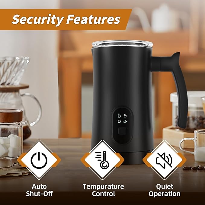 Milk Frother, 4-in-1 Electric Milk Steamer, 350ml/11.8oz Automatic Frother Machine for Coffee, Warm and Cold Foam, Temperature Control for Latte, Cappuccino, Hot Chocolate