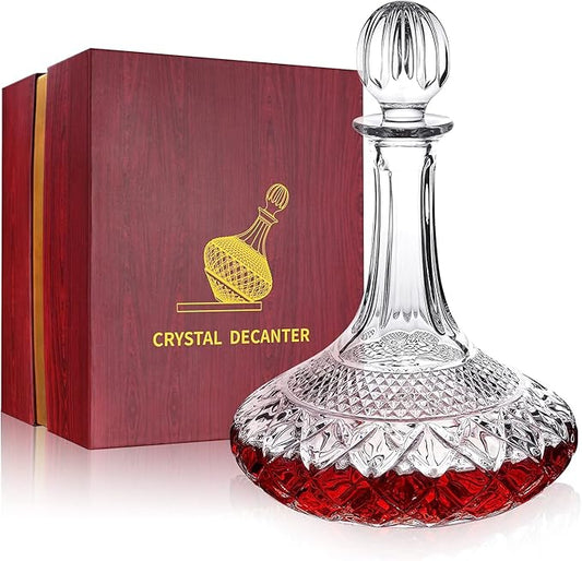 50oz Wine Decanter Crystal Bottle for Wine with Stopper- Top Red Wine Decanter Carafe Bottle with Luxury Box .Elegant Gift for Men/Women