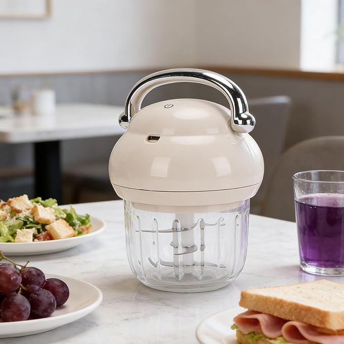 Pomya Cordless Mini Food Chopper 21000 RPM | 350ML Baby Food Processor Rechargeable USB C for Garlic Veggies