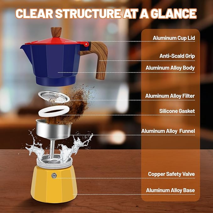 12 Cup Aluminum Espresso Stovetop Moka Pot Express Coffee Maker Percolator Italian Classic Mocha Coffee Machine for Italian and Cuban Cafe Brewing for Home & Camping 600ml 20oz