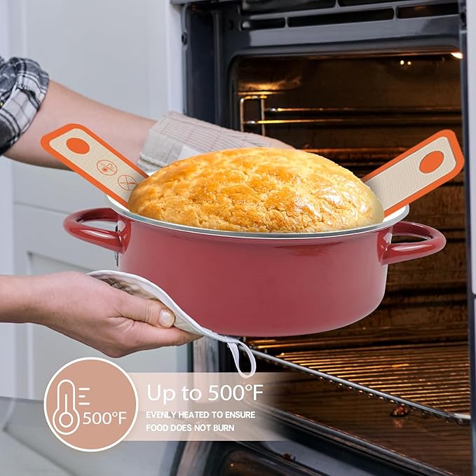 Silicone Bread Sling for Dutch Oven, 2 PCS Non-Stick & Easy Clean Reusable Silicone Baking Mat with Long Handles, Easy to Transfer Sourdough Bread Oval and Round