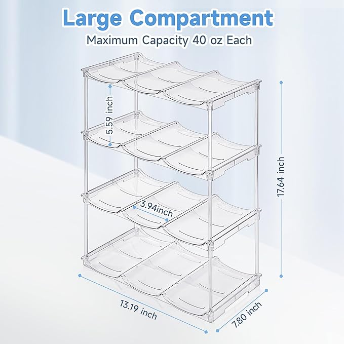 Stackable Water Bottle Organizer for Stanley 40 oz Tumbler, Water Bottle Holder for Cabinet, Pantry Kitchen Organizers and Storage for Stanley Cup Accessories, Tumbler Organizer and Wine Rack, 4Pack