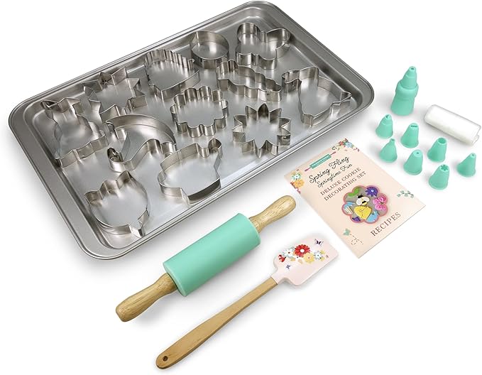 Handstand Kitchen Spring Fling 30-piece Real Cookie Baking Set with Recipes for Kids