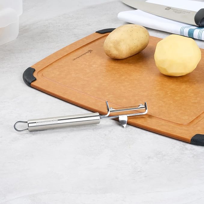 Restaurantware-German Standard 7.4 Inch Potato Peeler With Potato Eye Remover, 1 Swivel Vegetable Peeler - Sharp Blade, Ergonomic Handle, Stainless Steel, Dishwashable, For Carrot, Or, More