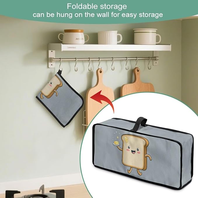 Slim Toaster 2 Slice Compact Thin Cover for 2 Slice Slim Toaster Funny Bread Pattern Easy to Fold and Carry Water-Resistant Dust Covers for Kitchen Appliances
