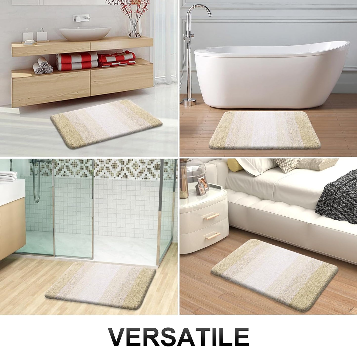 OLANLY Bathroom Runner Rugs 59x24, Extra Soft Absorbent Microfiber Bath Rugs, Rubber Backing, Quick Dry, Washable Bath Mats for Bathroom Floor, Tub and Shower, Home Decor Accessories, Light Beige