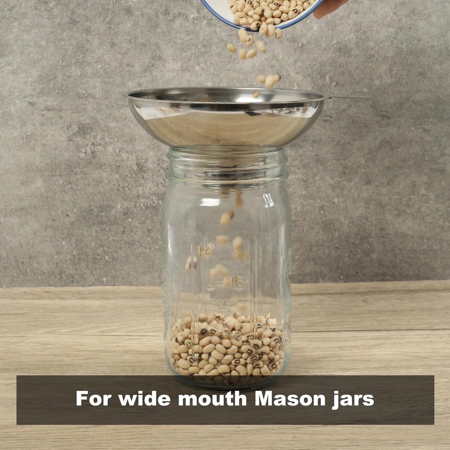 Canning funnel with stainless steel filter for wide mouth Mason jars - Kitchen filling stainless steel wide mouth funnel（for wide mouth Mason jars）