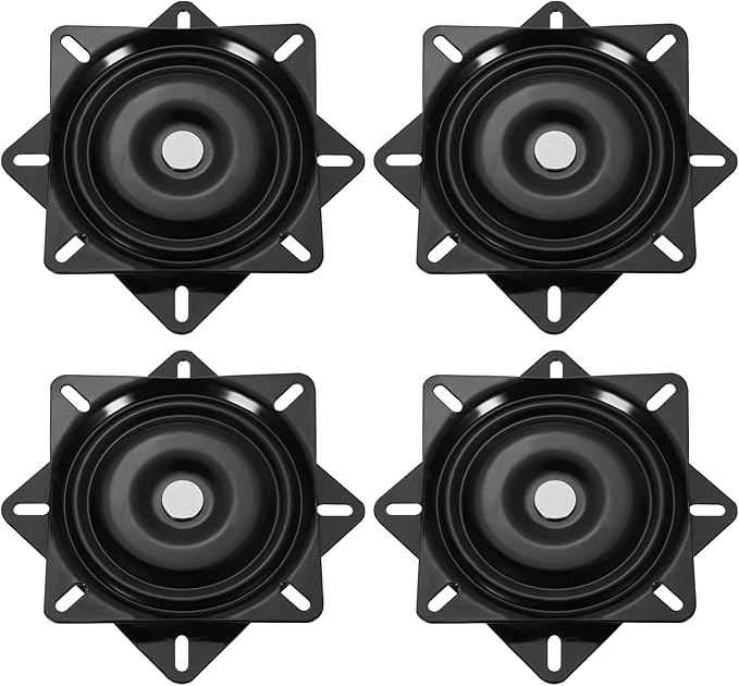 uxcell 3Pcs 6.5" Bar Stool Swivel Replacement, 360° Rotation Lazy Susan Turntable, Square Semi-Ball Bearing Seat Swivel Base Mount Plate for Recliner Chair or Table, Black (160x2.5mm)