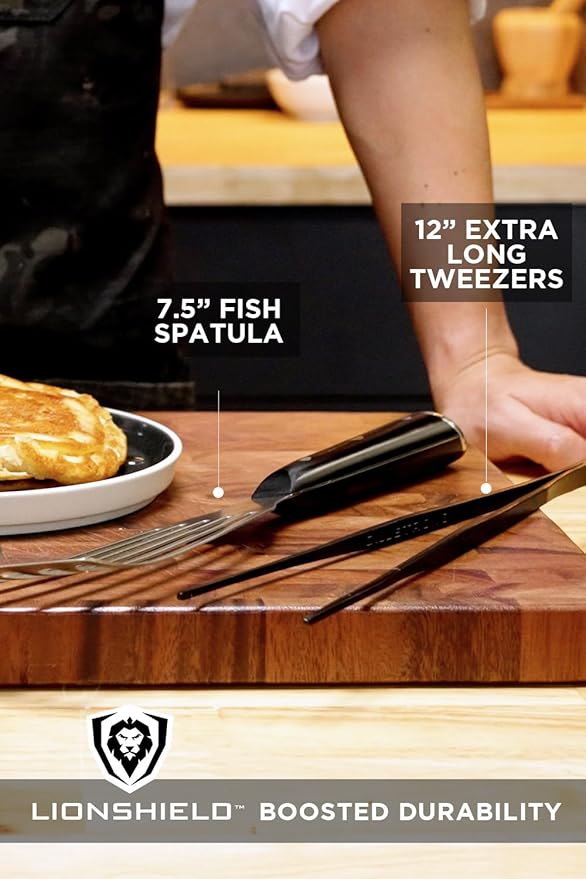 DALSTRONG Chef Tweezers Professional & Fish Spatula- 12" high-precision Tweezer Tongs for Cooking + 7.5” Stainless Steel Fish Spatula - Plating, Multi-use