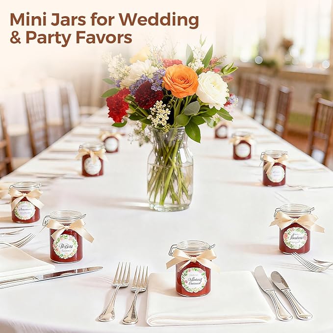 ComSaf 8oz Glass Jars with Airtight Lids (Value Pack of 12), Bulk Cylindrical Jelly Jars for Complete Pantry Organization, 240ml Small Canisters for Sourdough Discard, Spices, Crafts & More