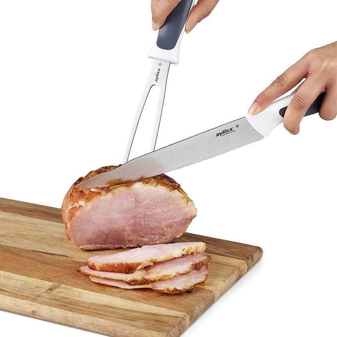 Zyliss Comfort Carving Knife, 18.5cm/7.25in, Japanese Stainless Steel, Non-Slip Handle, Blade Cover for Safety Black/White, Professional Sharp Kitchen Knife/Meat Knife, Dishwasher Safe
