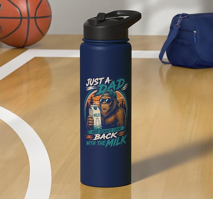 Just A Dad Who Always Came Back With The Milk Bigfoot Dad Stainless Steel Insulated Water Bottle