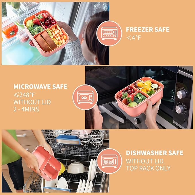 MISS BIG® Bento Box,Bento Box Adult,Lunch Box,Leak Proof Lunch Containers,No BPAs and No Chemical Dyes Bento Lunch Box,Dishwasher and Microwave Safe Lunch Containers for Adults(1900ml Pink)