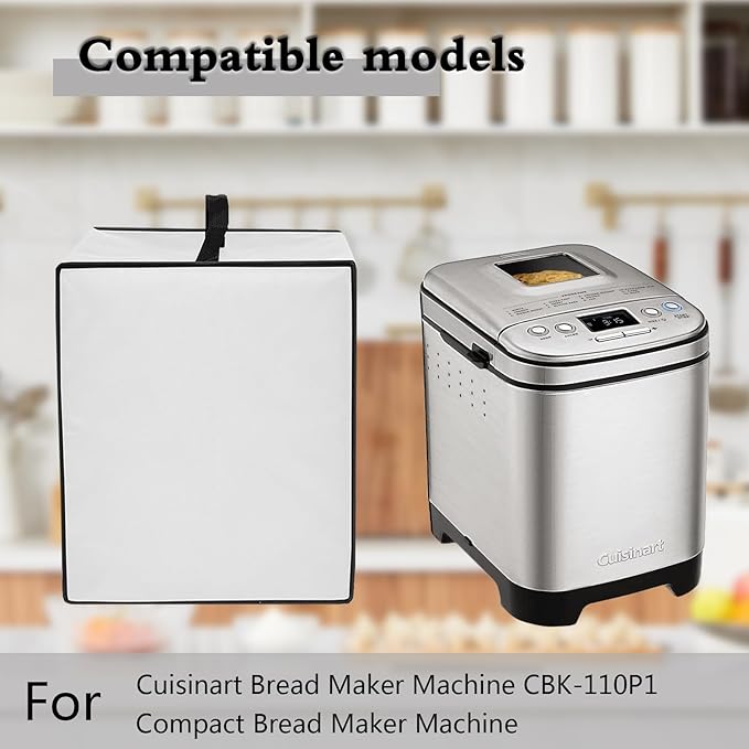 Bread Maker Machine Cover for Cuisinart Bread Maker Machine, Heavy Duty Waterproof Protective BreadMachine Cover Compatible for Cuisinart Compact and Automatic Bread MakerMachine CBK-110P1 (Grey)