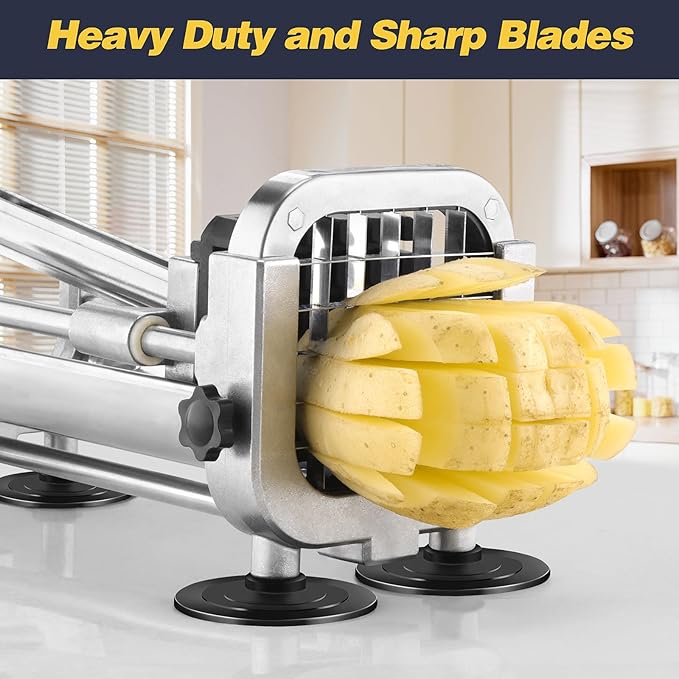 French Fry Cutter, Ruooson Professional Potato Cutter Slicer with 3/8 In Stainless Steel Blades, Great for Whole Potatoes Carrots Cucumbers.