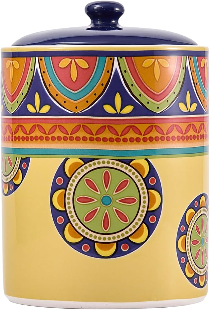 Bico Tunisian Ceramic Air Tight 9 inch Cookie jar, for holding coffee, powder, tea, spices, Microwave and Dishwasher Safe