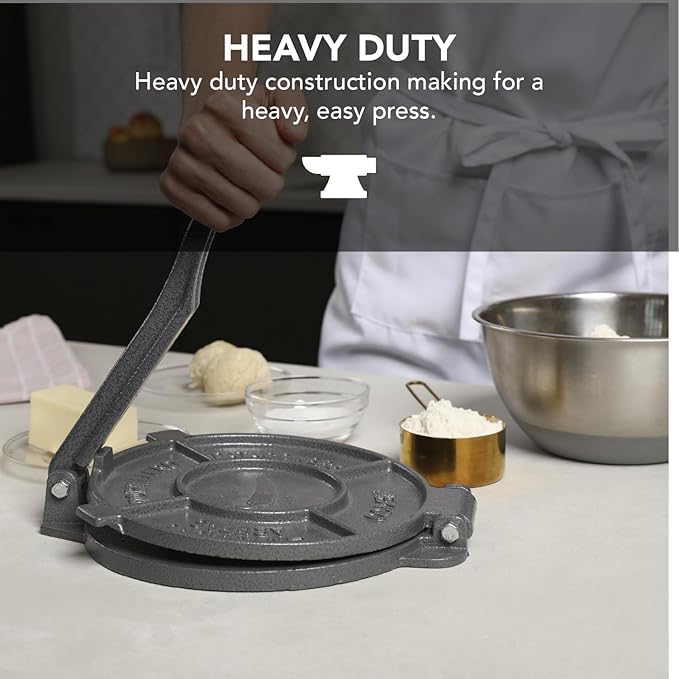 Alpha Living Tortilla Press – 8 Inch Cast Iron Quesadilla Maker – Heavy Duty Empanada Maker Press – Cast Iron Tortilla Maker for Kitchen, Home Use