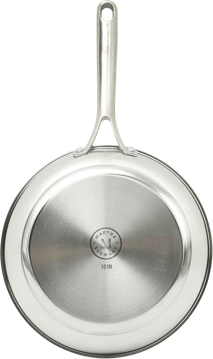 Martha Stewart Castelle 10" Stainless Steel Frying Pan Non Toxic Fry Pan Skillet