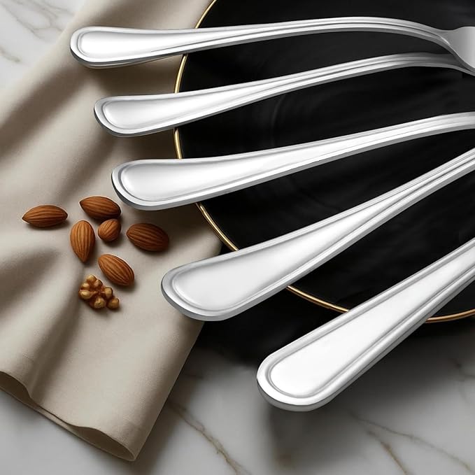 Hunnycook 60-Piece Silverware Set - Silverware Set for 12, Stainless Steel Flatware Set with Forks, Knives & Spoons, Mirror Polished Cutlery Set, Dishwasher Safe
