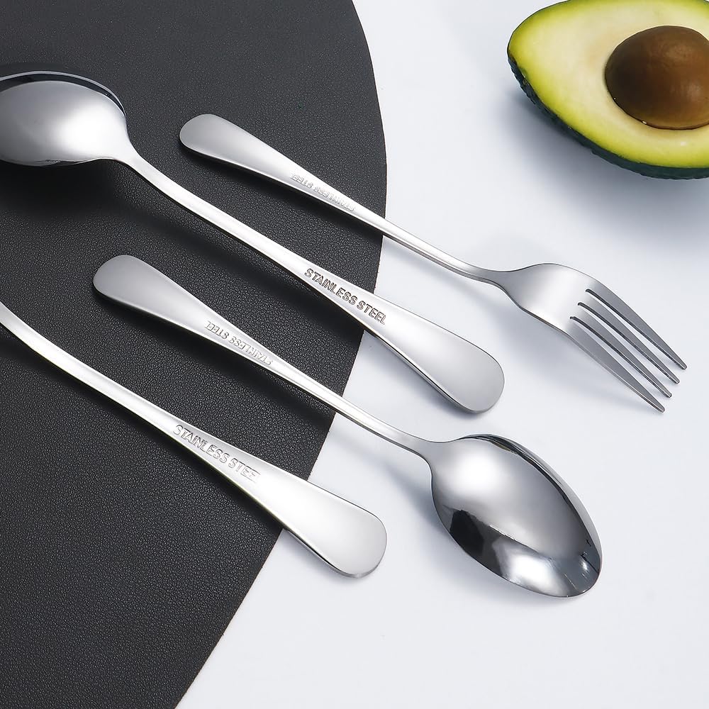 Flatware Set 30 Pcs Stainless Steel Utensil Sets Silverware Utensils for 6 People - Includes Forks Knives Spoons and Salad Forks - Dishwasher Safe Durable Tableware for Home Restaurant or Outdoor Use