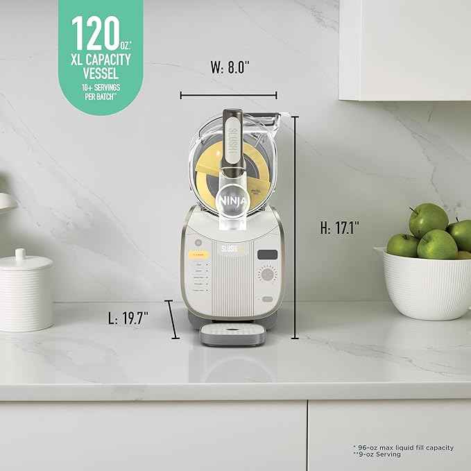Ninja SLUSHi XL Smart Frozen Drink Maker & Slushi Machine | With SlushAssist Technology |128 oz. Capacity | Sodas, Margaritas, Frappes, Milkshakes & More | Crema | FS601BR