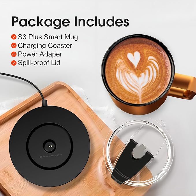 Vsitoo S3 Plus 14oz Heated Coffee Mug - Temperature Control Smart Mug with Mug Warmer, Auto-Sensing AI Heats Drinks to 120-150°F Hands-Free.Ideal for Home/Office/Gifts，Copper