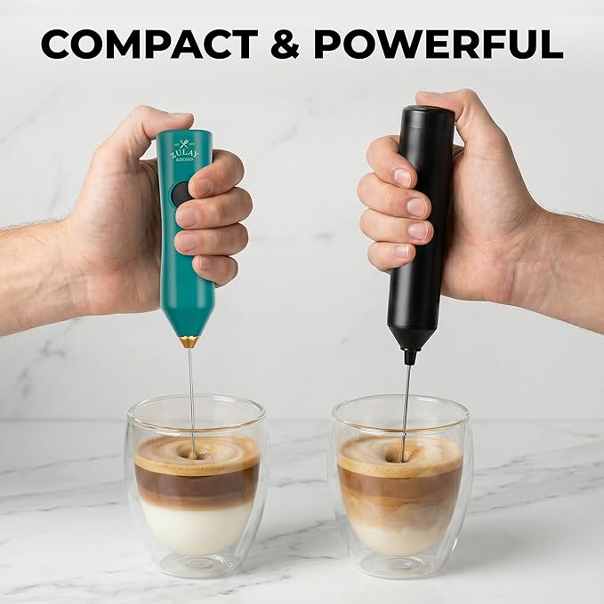 Zulay Kitchen Rechargeable Milk Frother - Dynamic - 3 Speeds, 3 Whisk Attachments, 500 mAh USB Charging, Drink Mixer For Latte, Cappuccino, Matcha, Protein Powder, Coffee Foam - Green Gold