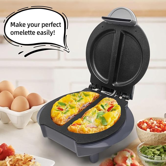 Electric Omelet Maker Frittata Snack Pocket Maker Dessert Maker Non-Stick Stainless Steel 6.5"