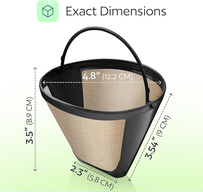 2-Pack #4 Reusable Permanent Cone Coffee Filters - Compatible with Cuisinart 10–14 Cup Brewers (DCC-3200, DCC-1200, DCC-3400) & Ninja Coffee Makers - Stainless Steel Mesh, Dishwasher-Safe by GoodCups