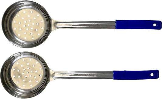 8 Ounce Slotted Stainless Steel Portion Control Ladle Spoon for Measuring and Serving; Commercial Grade Serving Scoops [Pack of 2]
