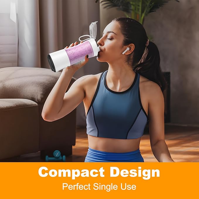 Mulli Personal Blender,USB-C Rechargeable Ice Crusher,Pro-Grade Travel Blender for Gym Camping Baby Food,BPA-Free with Flip-Top Lid