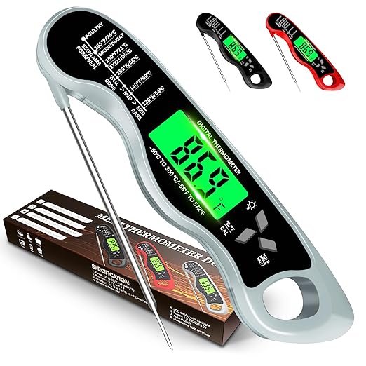 Meat Thermometer Digital，IP67 Waterproof Cooking Thermometer with Backlight, Calibration & Hold Function，Food Thermometer for Cooking,Outdoor Grilling，Suitable as Stocking Stuffers for Men
