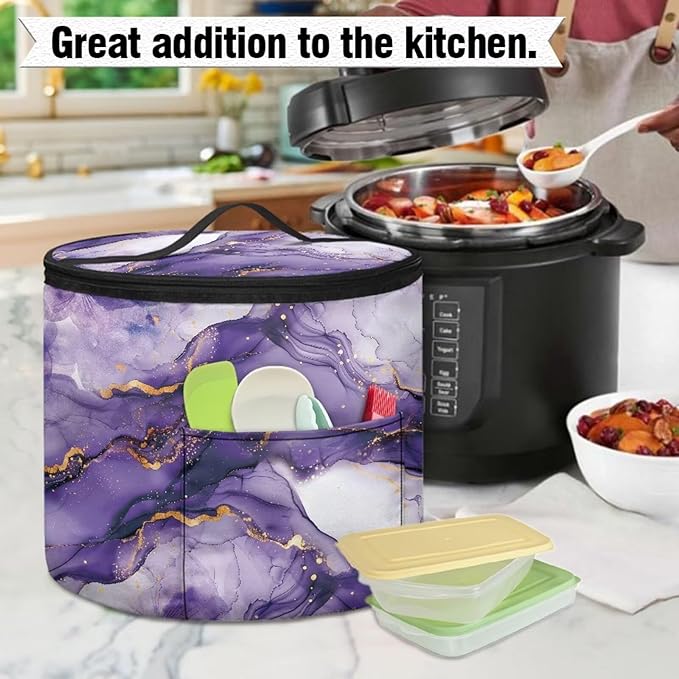Purple Marble Electric Pressure Cooker Insulation Bag Not Easily Deformed Electric Pressure Cooker Storage Bag Kitchen Appliance Dust Cover