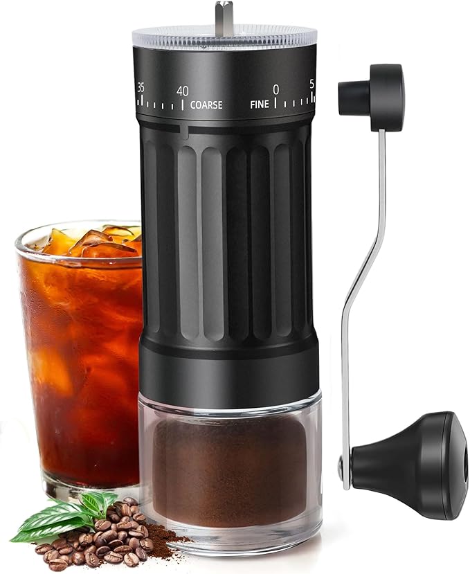 Manual Coffee Grinder With Ceramics Burr For Espresso,French Press,40 Adjustable Settings,Portable Hand Coffee Bean Mill For Home Use and Camping Travel,Coffee Bean Grinders With Hand Crank