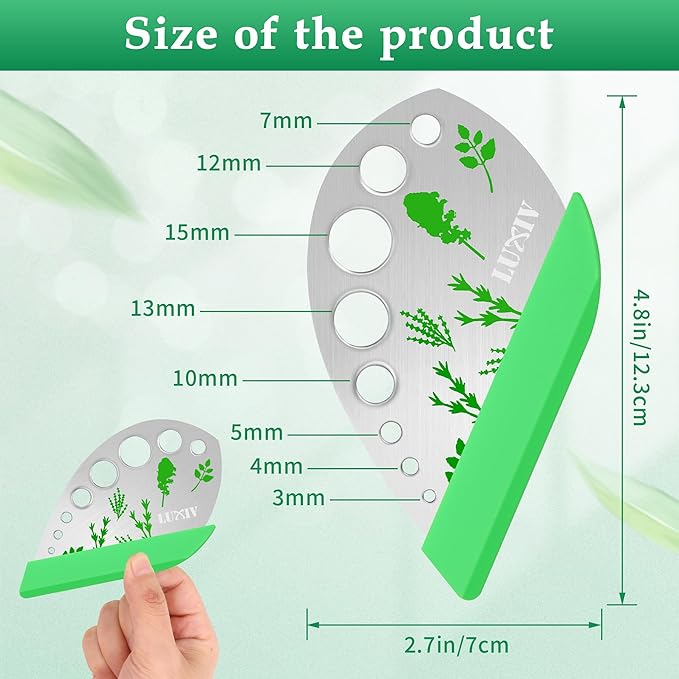 Herb Stripper 9 holes, Luxiv Stainless Steel Kitchen Herb Stripping Tool Loose Leaf Kale Razor Metal Leaf Pealer for Kale, Chard, Collard Greens, Thyme, Basil, Rosemary