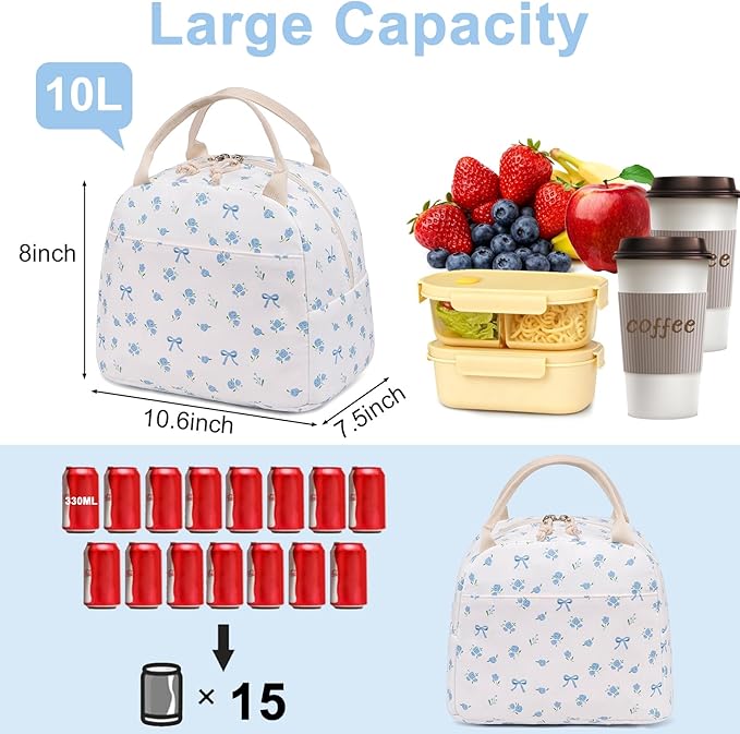 Bluboon Lunch Box for Women Cute Lunch Bag Reusable Insulated Lunch Bags Large Capacity Lunchbox Cooler for Work Picnic or Travel