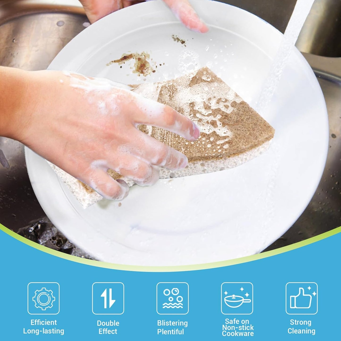 AIDEA XL Scrub Sponges Non-Scratch, 12Count, Large Natural Sponge for Non Stick Cookware, Sponges Kitchen, Cellulose Cleaning Sponge for Dishes, Kitchen, Bathroom, Household