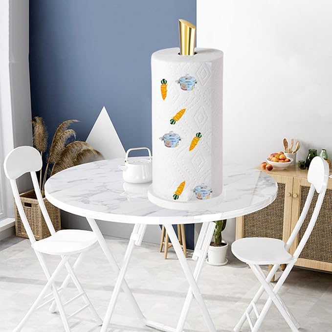 Gold Paper Towel Holder Countertop, Marble Paper Towel Holder Used for Kitchen&Bathroom, Paper Towel Holder Made of Stainless Steel for Easy One-Handed Operation Gold