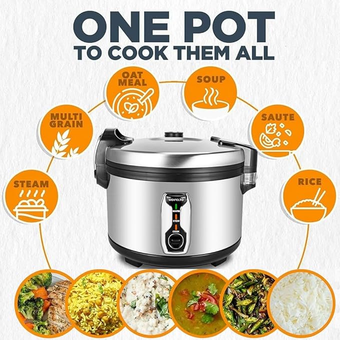 16L Commercial rice cooker 90 cups cooked Large Stainless Steel rice Commercial for 65-75 people 1550W Electiric Rice Warmer, with One-Touch Operation | Auto Keep Warm| Non-Stick Inner Pot