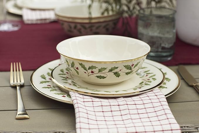 Lenox 893172 Holiday 12-Piece Plate and Bowl Set, Christmas Dinnerware, Hosting