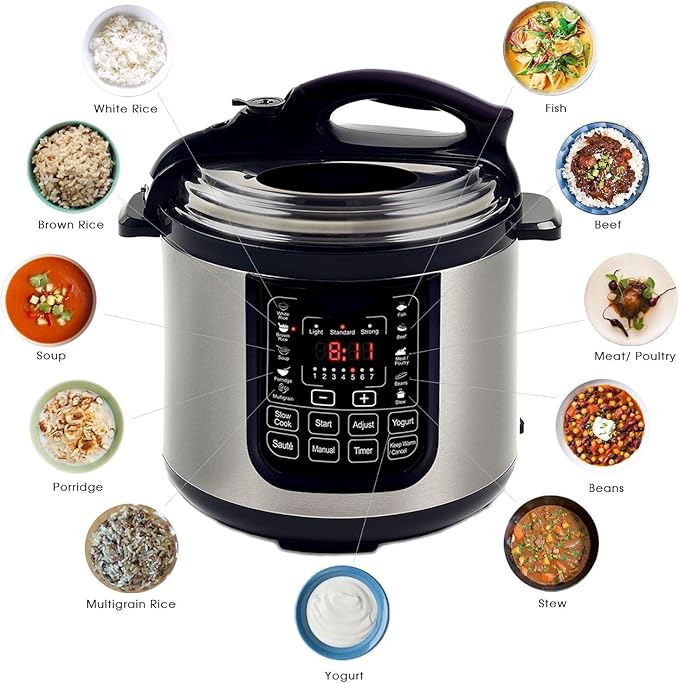 8 Quart Digital Pressure Cooker with 13 Pre-Set Multi-Function Features