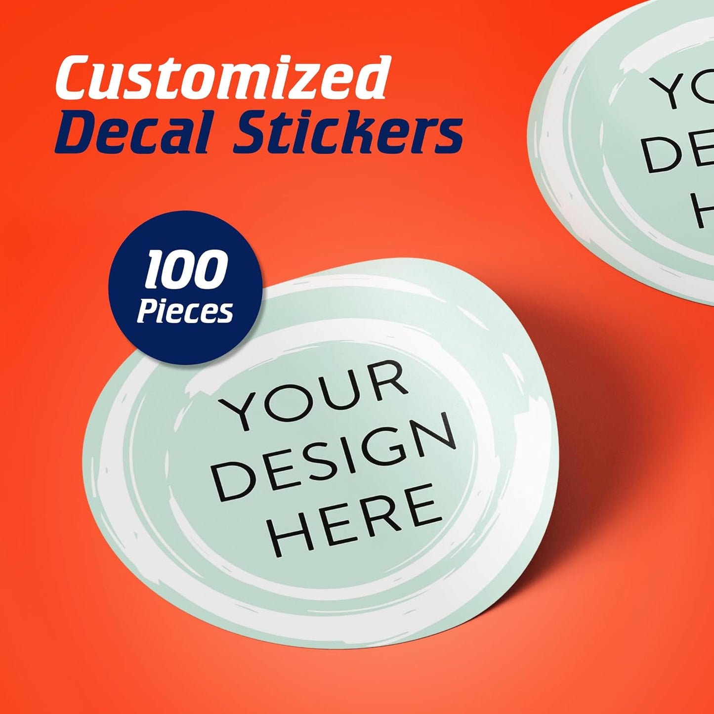 100 Custom Vinyl Stickers - Upload Your own Image, Text, Design, Logo - Personalized Logo Labels for Handmade, Packaging, Bottle, Jars, Candle, Brand Stickers (Mint, 4x4)