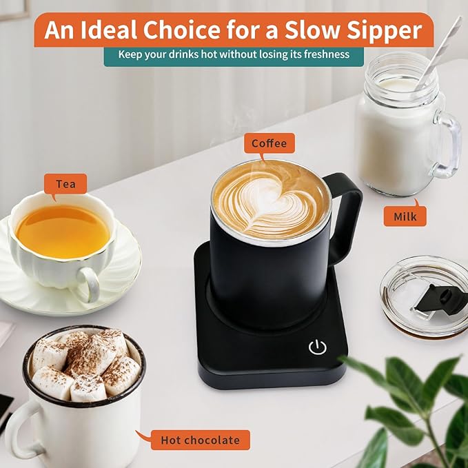 VOBAGA Coffee Mug Warmer Set with Auto Shut Off, 15 oz Coffee Mug Gift Set & 3 Temperature Settings Home Office Desk Accessories Valentine's Day Gift