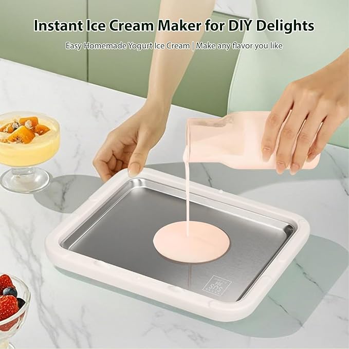 Rolled Ice Cream Maker, Frozen Yoghurt Plate Ice Cream Maker Machine, Soft Serve Slushies Gelato Pan and Roll, for Home DIY Ice Yogurt Sorbet
