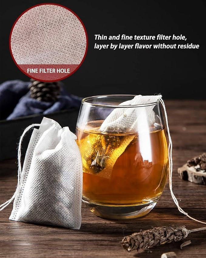 200pcs Disposable Tea Bags for Loose Leaf Tea, Tea Filter Bags with Free Tea Spoon for Loose Tea Loose Leaf Tea, Coffee, Spice, Herbs (QS53)
