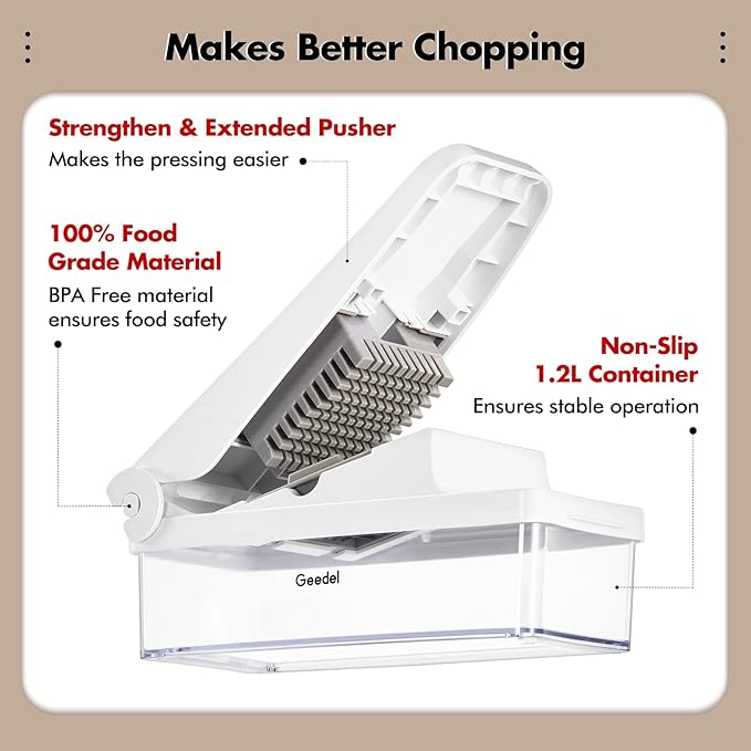 Geedel Rotary Cheese Grater, Kitchen Mandoline Vegetable Slicer with 3 Interchangeable Blades, Easy to Clean Grater and Vegetable Chopper, Onion Chopper Pro Food Chopper, Kitchen Slicer