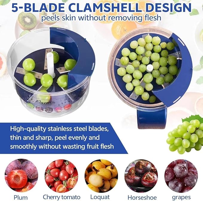 Automatic Grape Peeler Machine – Powerful Electric Garlic & Cherry Tomato Peeler, Cordless Vegetable Skin Remover for Small Fruits, Fast, Easy & Effortless Peeling for Home Kitchen