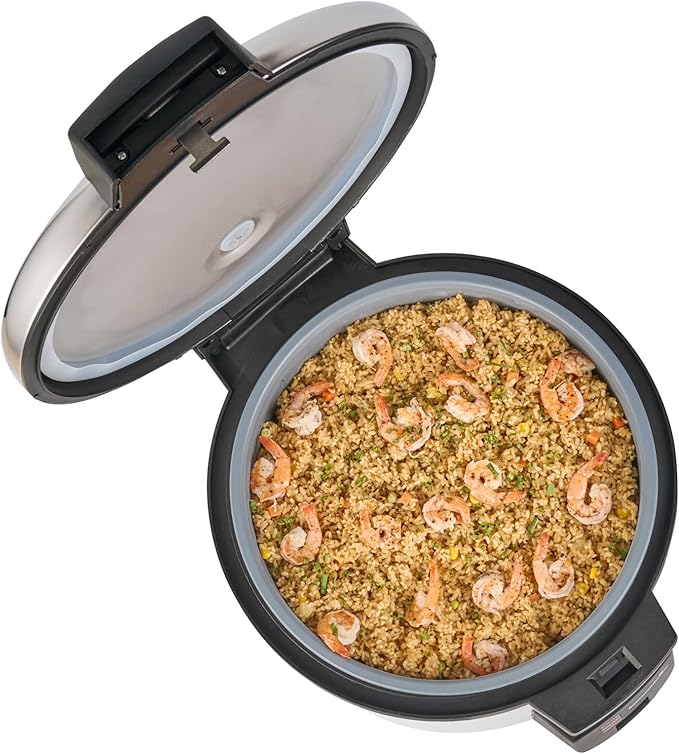 Restaurantware Commercial Rice Cooker 70 Cup Heavy-Duty Steel Industrial Rice Warmer With Nonstick Interior Black Ideal For Catering And Buffet Use